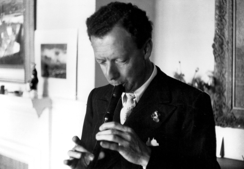 Britten Playing the Recorder in about 1955