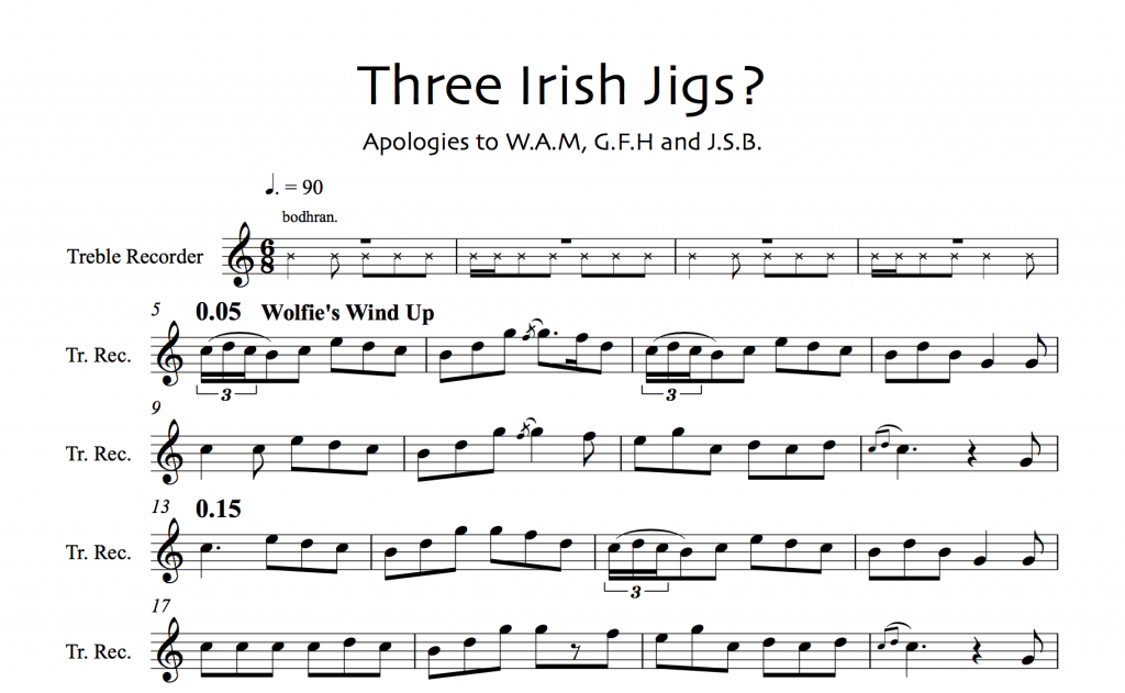 Three Traditional Irish Jigs? Society of Recorder Players